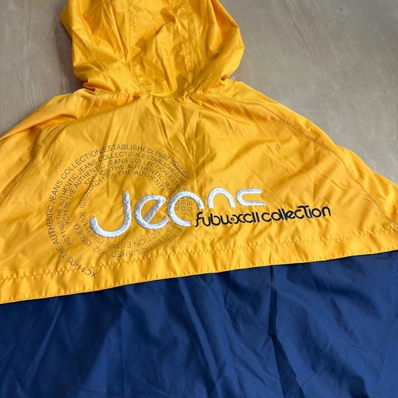 Vintage FUBU Collection Men's Size XL Blue Yellow Rain Coat Windbreaker Jacket - Picture 7 of 7